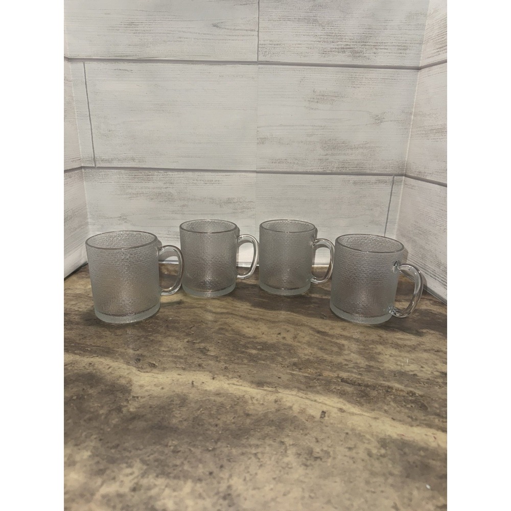 Vintage‎ frosted Glass coffee tea  Mug Set of
